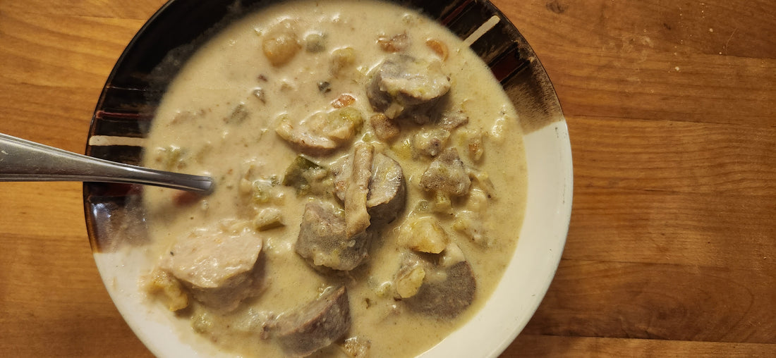 Image of Hearty and Creamy Bratwurst Soup
