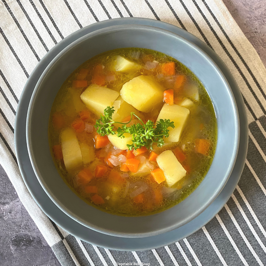 Image of a hearty bowl of Vegetable Beef Soup