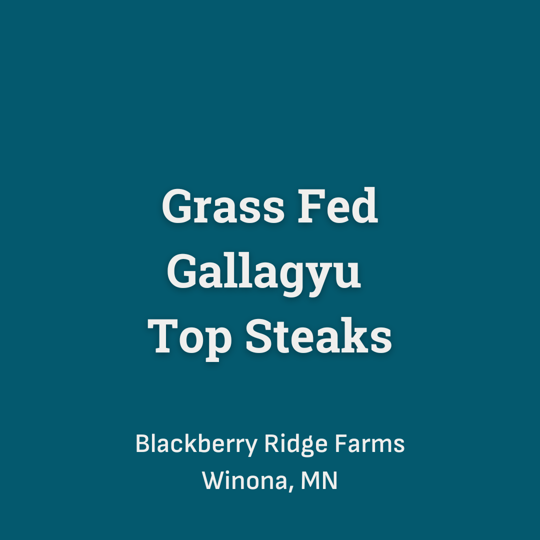 Grass fed Gallagyu Top Steaks including 2 grass fed boneless Rib Eye steaks, 2 grass fed T-Bone steaks