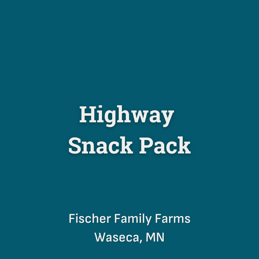 Highway Snack Pack including 1 Buttery Flavored Smoked Beef Strips .35 lbs, 1 Colorado Smoked Beef Strips .25 lbs, 1 Sweet Bourbon Flavored Beef Strips .35 lbs, 1 Smoked Pork Strips .29 lbs, 1 Pepper Jack Cheese Snack Sticks .25 lbs, 1 German Style Snack Sticks .24 lbs, 1 Salsa ‘n Cheese Snack Sticks .22 lbs