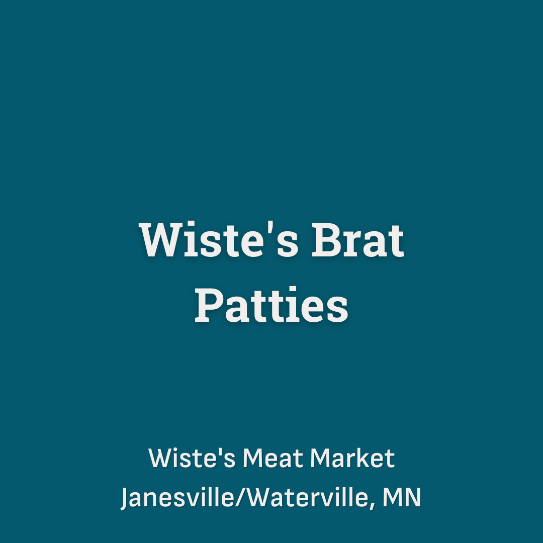 Wiste's Brat Patties including 3x brat patties Bacon Cheddar, 3 brat patties Philly Cheese, 3 brat patties Original