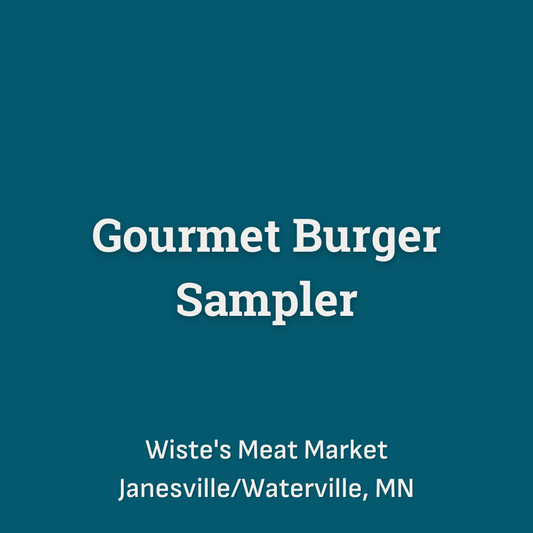 Gourmet Burger Sampler including 3 1/3 lb beef patties - Pizza, 3 1/3 lb beef patties - Pickle, 3 1/3 lb beef patties - Green Olive