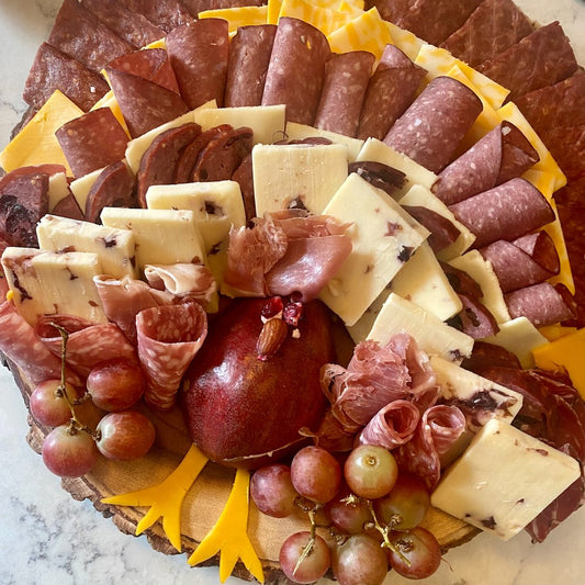 You Had Me at Charcuterie including 1 All Natural All Beef Summer Sausage, 1 All Natural Cranberry Summer Sausage, 1 Cotto Salami, 2 All Natural Flat Strips, Snack Sticks assorted flavors